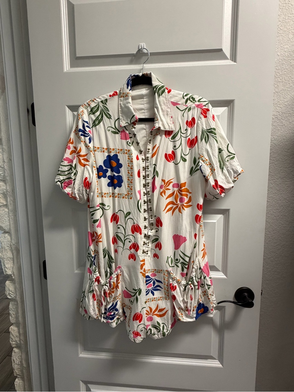 Floral Button-Front Romper - Lined